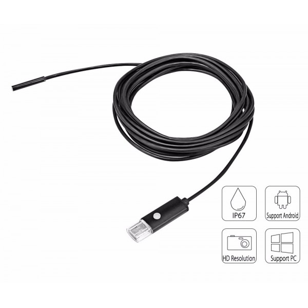 1 m / 8 mm USB endoskop pre PC a Android USB / microUSB – pevný kábel