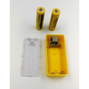 USB Power Banka na 2x 18650 batérie žltá