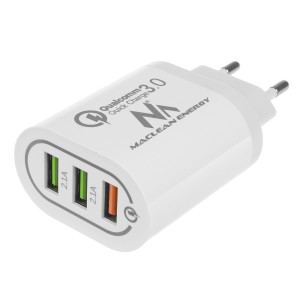 Maclean Energy nabíjačka QC 3.0  MCE479 B - biela Qualcomm Quick Charge 3,6-6V / 3A, 6-9V / 2A, 9-12V / 1,5A