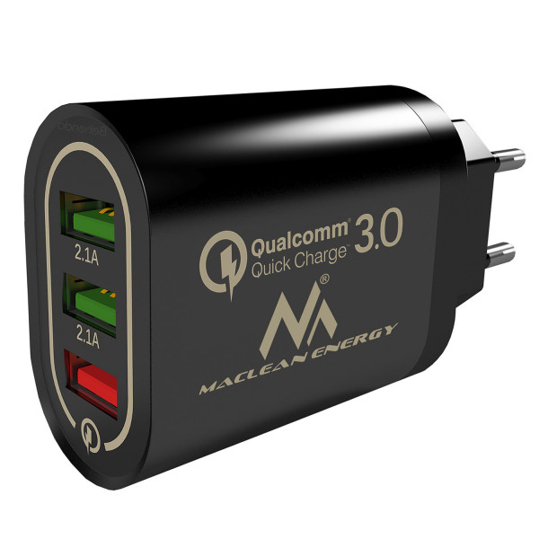 Maclean Energy nabíjačka QC 3.0  MCE479 B - čierna Qualcomm Quick Charge 3,6-6V / 3A, 6-9V / 2A, 9-12V / 1,5A